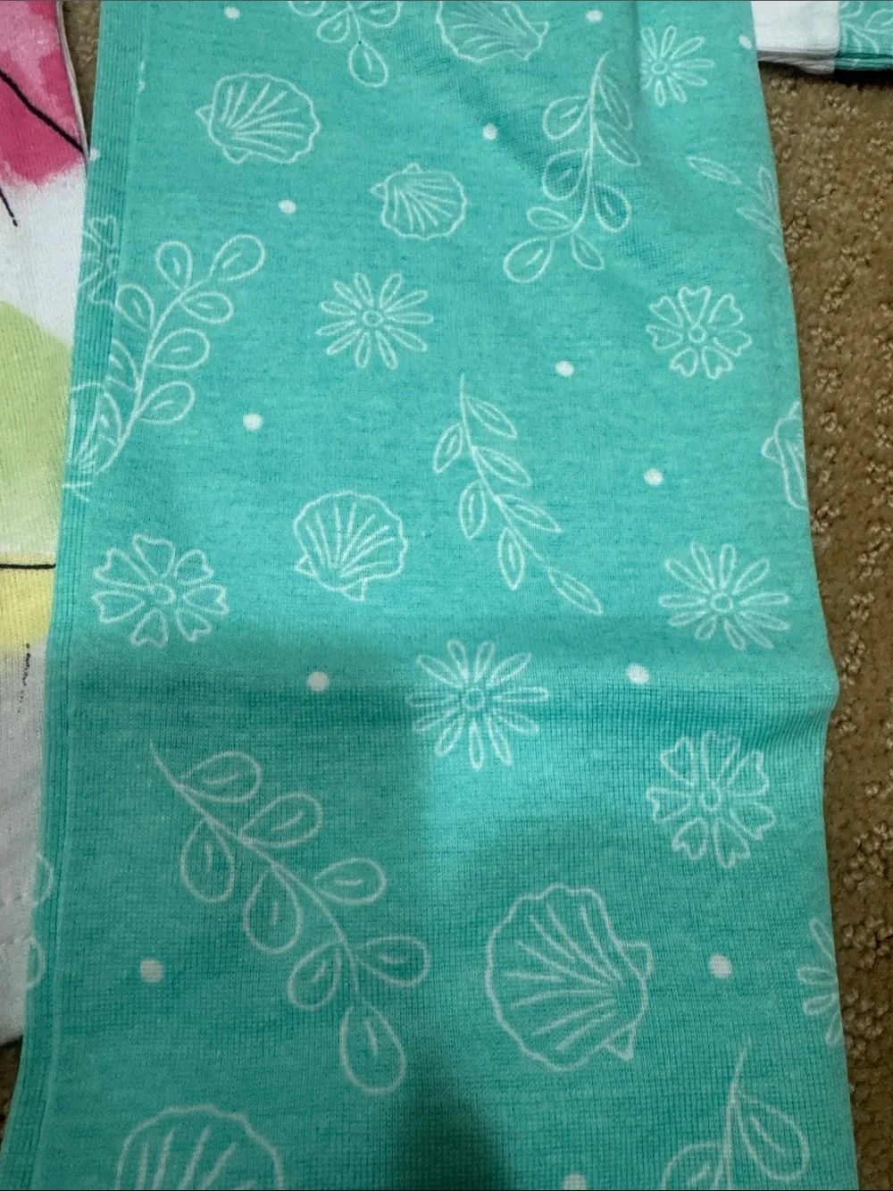 Disney Princess White Top with Mint Green Printed Pajama Set